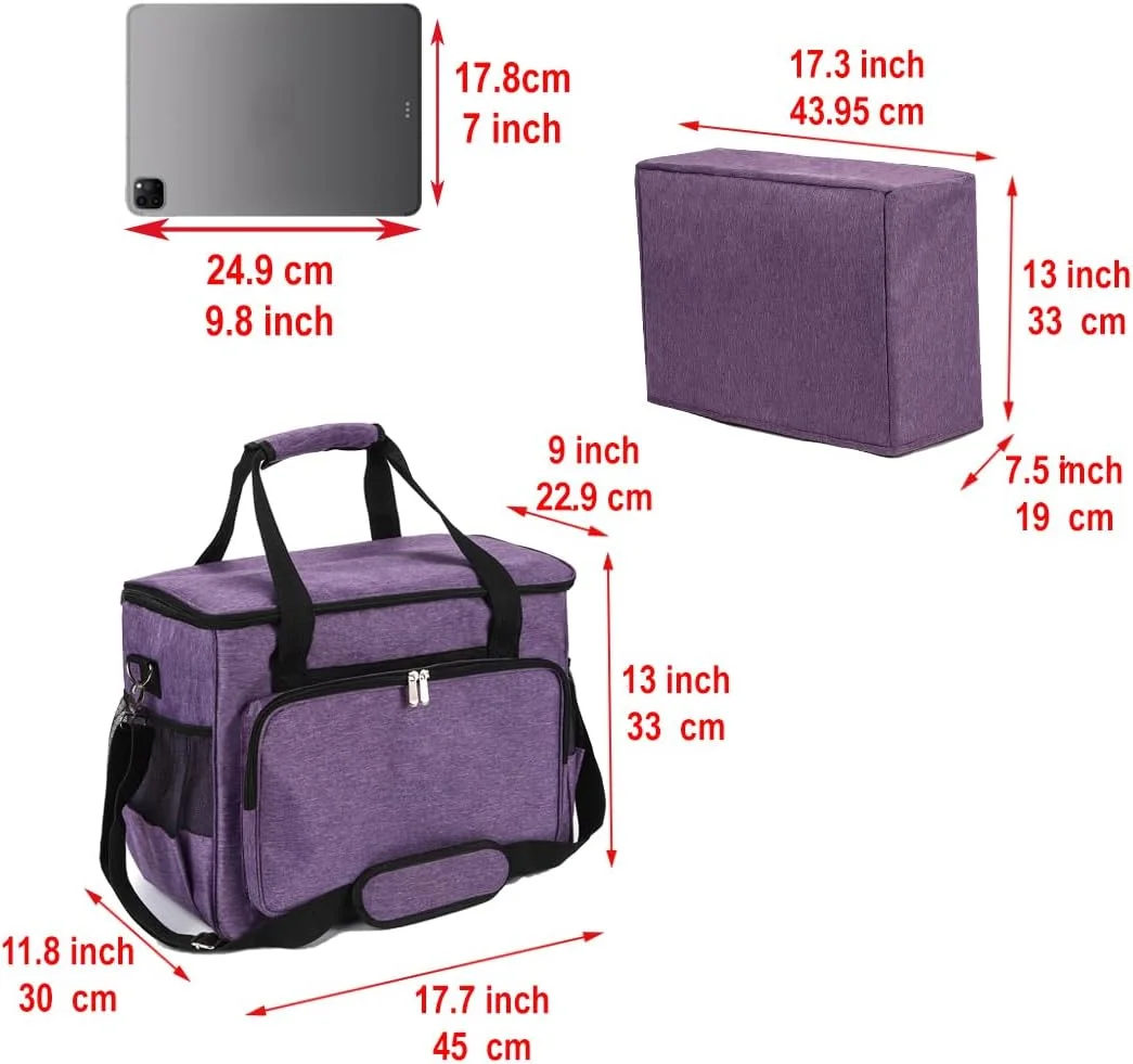 کیف حمل چرخ خیاطی خانگی YELAIYEHAO، کیف مسافرتی برای چرخ خیاطی و لوازم جانبی، سازگار با اکثر مدل های استاندارد سینگر، برادر، ژانومه، کیف لوازم جانبی خیاطی، کیف حمل چرخ خیاطی (بنفش)