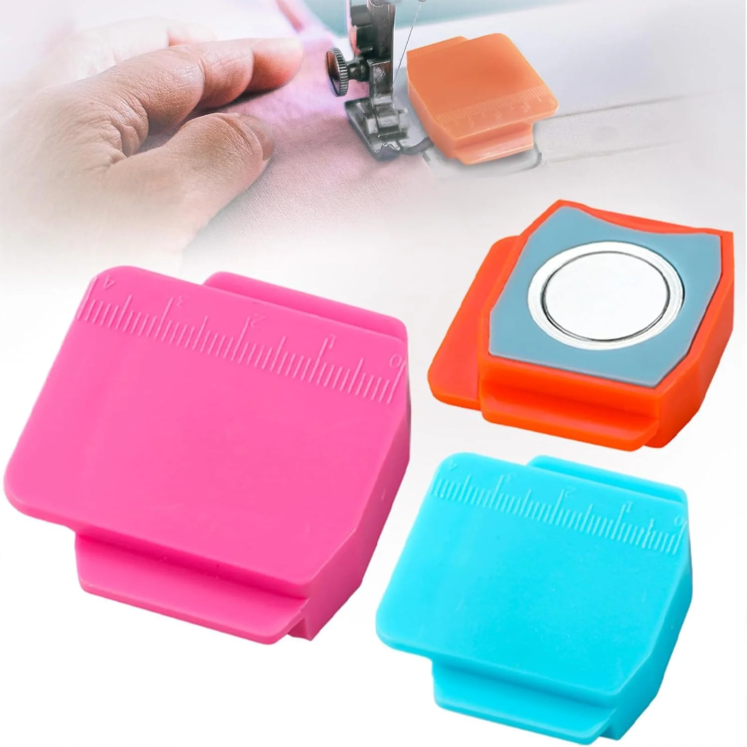 راهنمای درز مغناطیسی لوازم خیاطی یئومجو، 3 تکه، راهنمای لبه چند منظوره بهبود یافته برای لوازم خیاطی، راهنمای لبه درز چند ضلعی با مقیاس