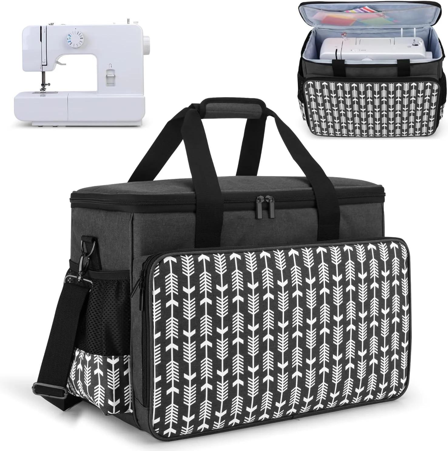 کیف حمل چرخ خیاطی Yarwo، مشکی با طرح پیکان YW01402