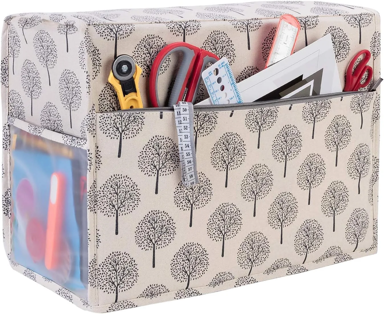 روکش چرخ خیاطی Yarwo، روکش محافظ گرد و غبار با جیب برای اکثر چرخ خیاطی های استاندارد و لوازم جانبی، طرح درخت