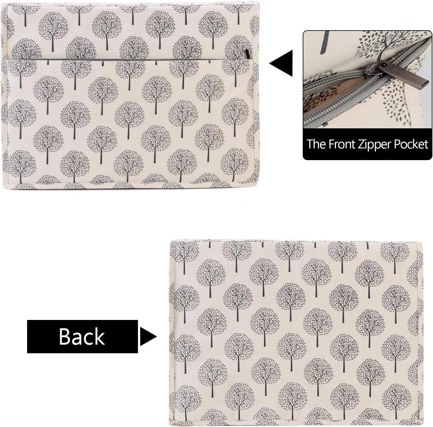 روکش چرخ خیاطی Yarwo، روکش محافظ گرد و غبار با جیب برای اکثر چرخ خیاطی های استاندارد و لوازم جانبی، طرح درخت