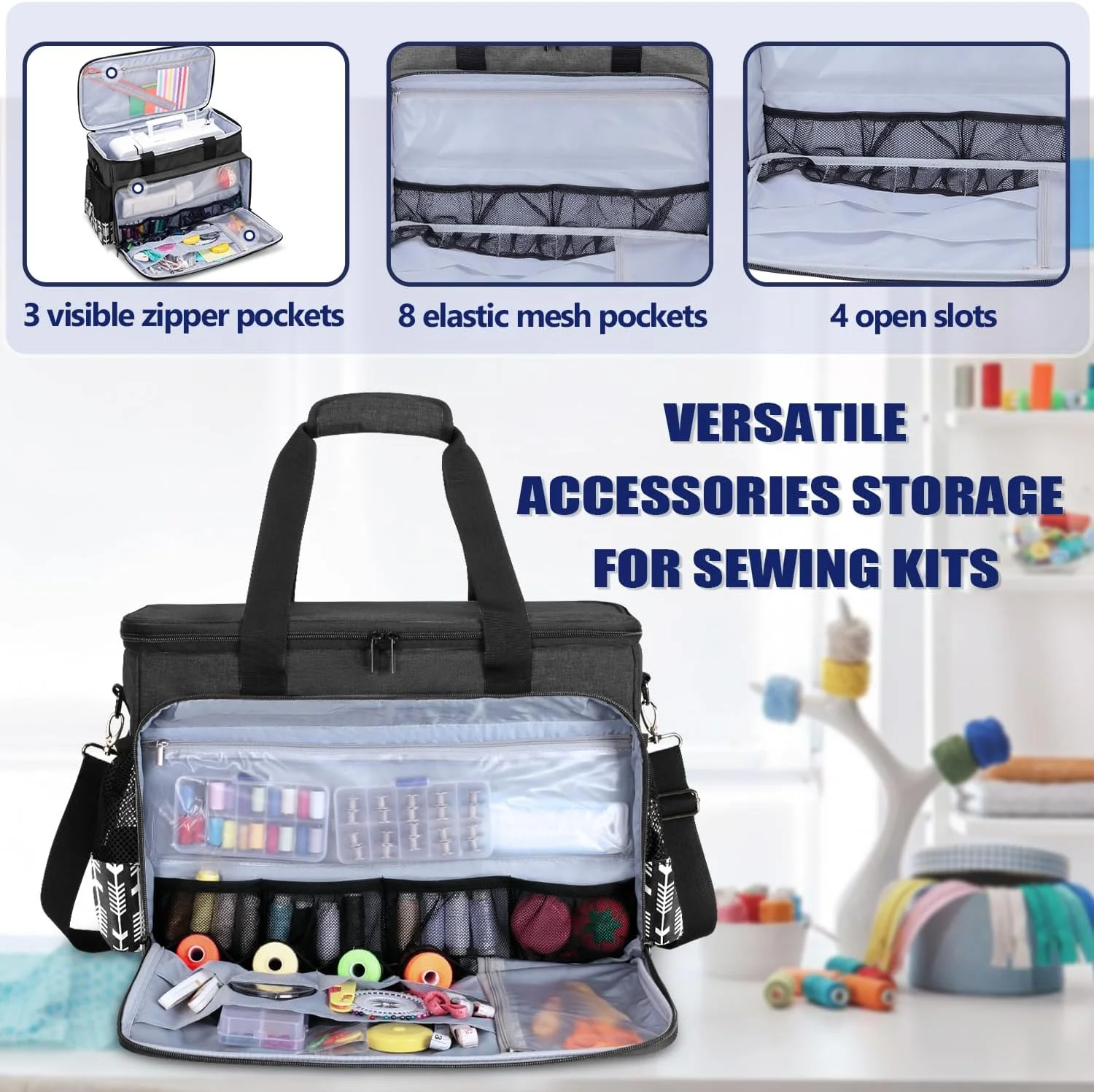 کیف حمل چرخ خیاطی Yarwo، مشکی با طرح پیکان YW01402