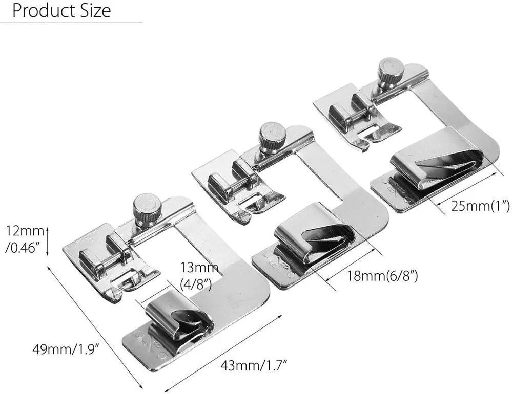 پایه لب تو (یک اینچ، 1/2 اینچ، 3/4 اینچ) سه عددی قابل تنظیم YEQIN، لوازم جانبی چرخ خیاطی، مجموعه پایه دوخت برای سینگر، برادر، ژانومه، بیبی لاک، جوکی