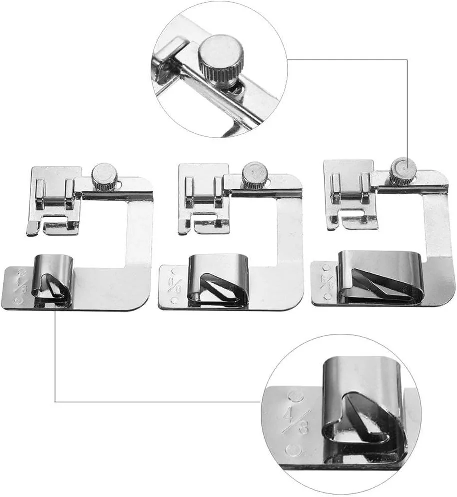 پایه لب تو (یک اینچ، 1/2 اینچ، 3/4 اینچ) سه عددی قابل تنظیم YEQIN، لوازم جانبی چرخ خیاطی، مجموعه پایه دوخت برای سینگر، برادر، ژانومه، بیبی لاک، جوکی
