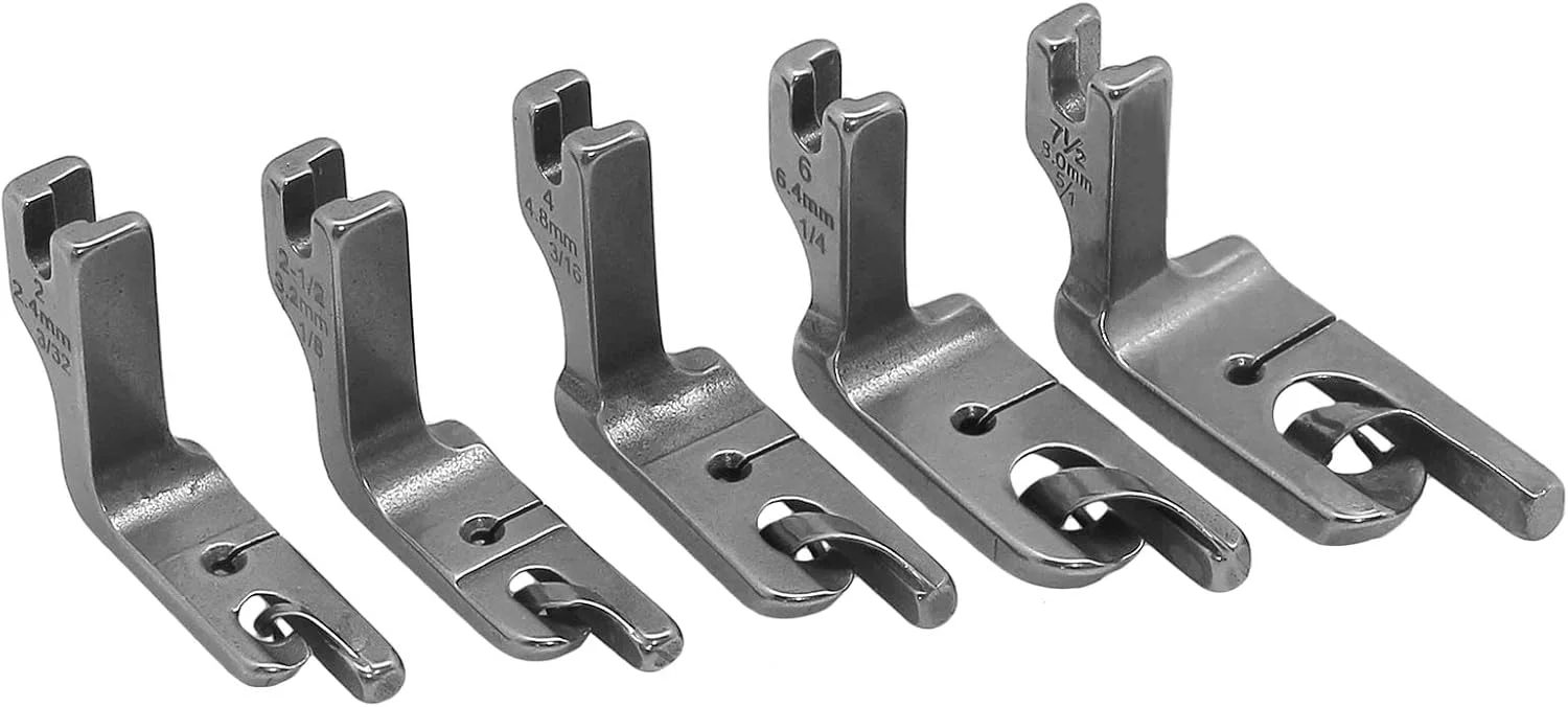 پایه های دوخت چین دار YEQIN، 5 عددی، لوازم جانبی چرخ خیاطی صنعتی، پایه فلزی راه رونده - 3/32، 1/8، 3/16، 1/4، 5/16