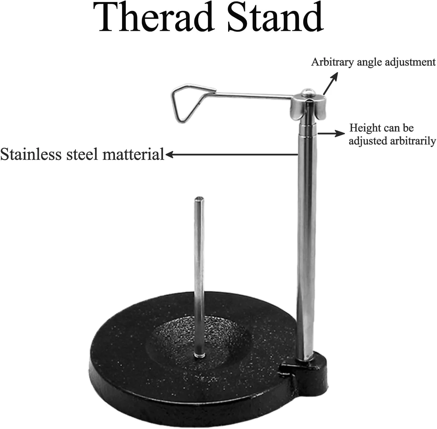 پایه نخ مخروطی قابل تنظیم YEQIN برای چرخ خیاطی، گلدوزی، لحاف دوزی و سردوز، پایه نخ تکی برای تغذیه روان تر، پایه قرقره بزرگ با پایه فلزی سنگین و ثابت
