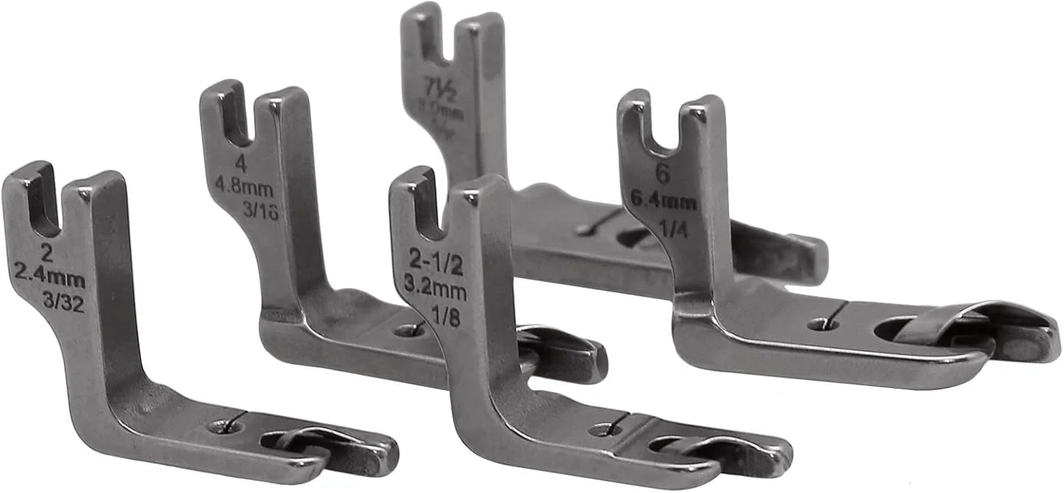 پایه های دوخت چین دار YEQIN، 5 عددی، لوازم جانبی چرخ خیاطی صنعتی، پایه فلزی راه رونده - 3/32، 1/8، 3/16، 1/4، 5/16