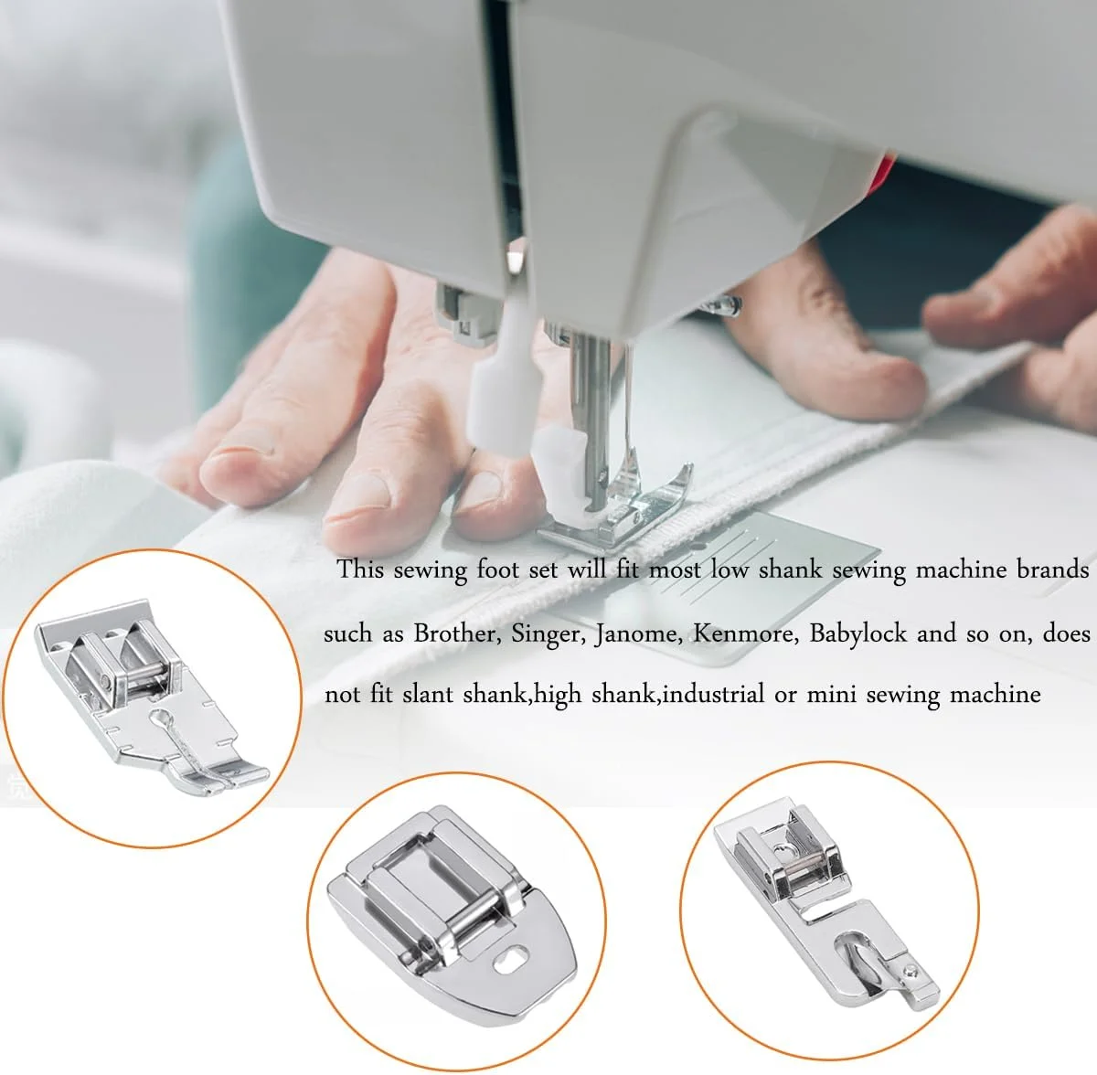 مجموعه پایه های دوخت خانگی YEQIN مناسب برای سینگر، برادر، ژانومه، کنور، بیبی لاک، النا، تویوتا، نیو هوم، سیمپلیسیتی و چرخ خیاطی های پایه کوتاه 11 عددی EW-46