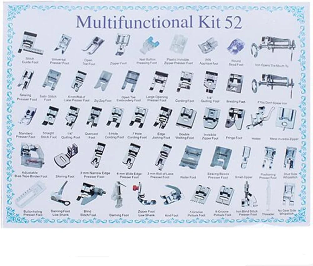 مجموعه پایه های چرخ خیاطی خانگی YEQIN مناسب برای سینگر، برادر، ژانومه، کنمور، بیبی لاک، النا، تویوتا، نیو هوم، سیمپلیسیتی و چرخ خیاطی های پایه کوتاه 52 عددی EW-46