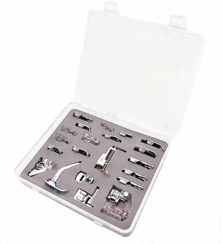 مجموعه پایه های چرخ خیاطی حرفه ای YEQIN مناسب برای چرخ خیاطی های خانگی سینگر، برادر، ژانومه، کنمور، بیبی لاک، النا، تویوتا، نیو هوم، سیمپلیسیتی و چرخ خیاطی های پایه کوتاه (42 تکه)