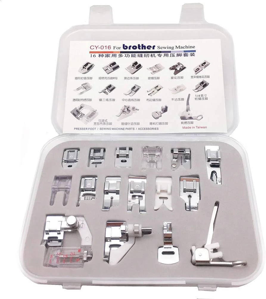 مجموعه پایه های چرخ خیاطی خانگی حرفه ای YEQIN مدل CY-016، مجموعه پایه های فشاری ضامن دار برای چرخ خیاطی های پایه کوتاه Brother، Singer، Viking، Janome، Simplicity، Kenmore و غیره