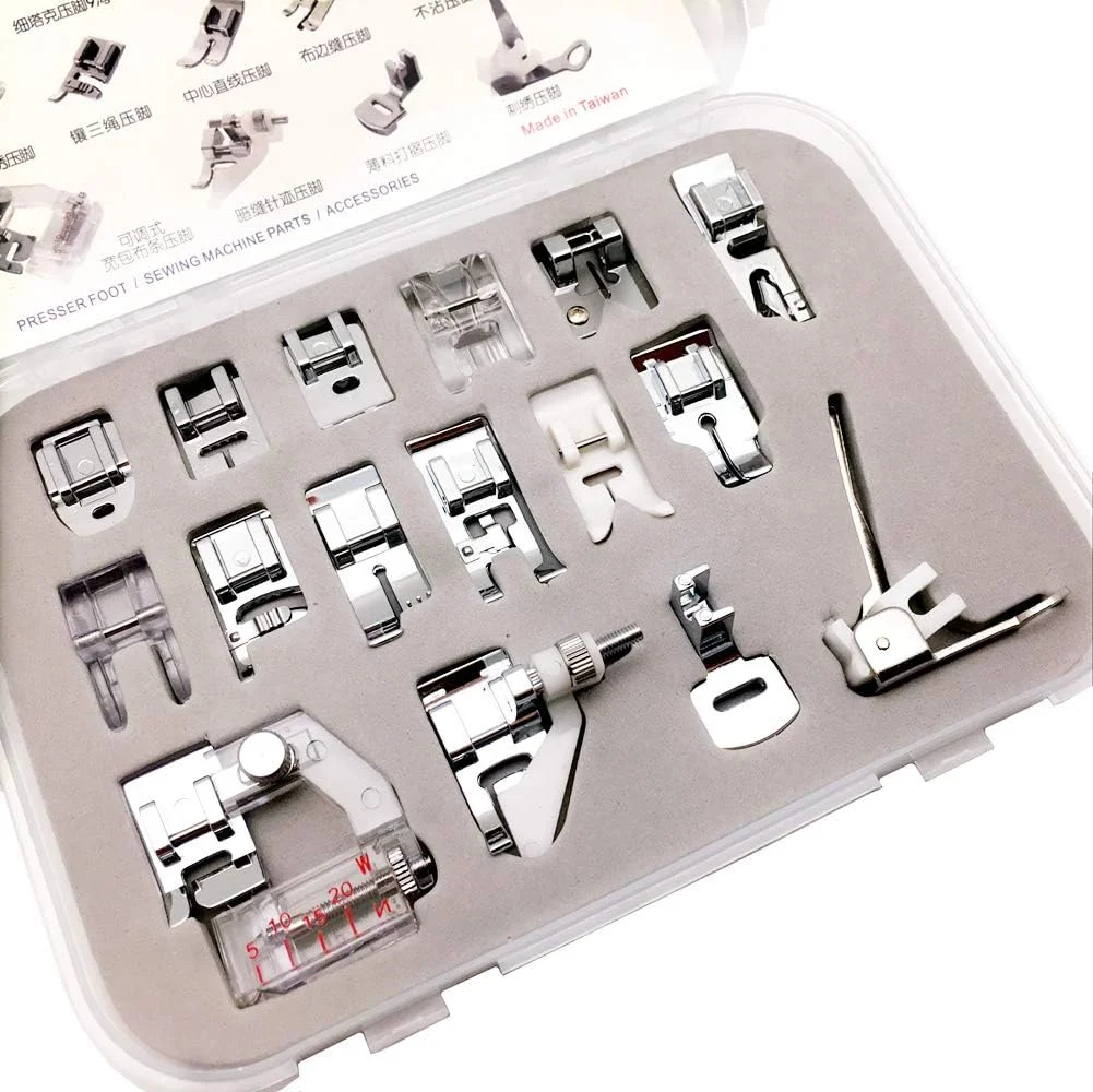 مجموعه پایه های چرخ خیاطی خانگی حرفه ای YEQIN مدل CY-016، مجموعه پایه های فشاری ضامن دار برای چرخ خیاطی های پایه کوتاه Brother، Singer، Viking، Janome، Simplicity، Kenmore و غیره