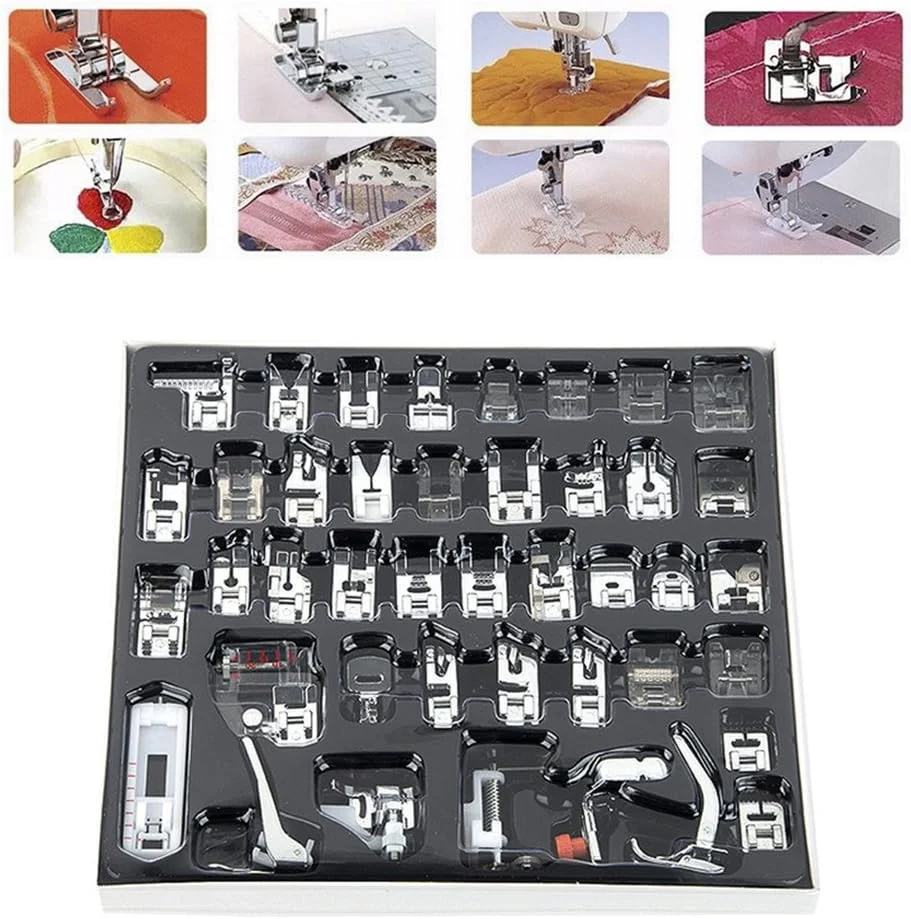 مجموعه 42 عددی پایه های چرخ خیاطی حرفه ای YEQIN، مناسب برای چرخ خیاطی های خانگی Brother، Singer، Babylock، Janome، Elna و غیره، با ساق کوتاه مجموعه 42 عددی پایه های چرخ خیاطی حرفه ای YEQIN، مناسب برای چرخ خیاطی های خانگی Brother، Singer، Babylock، Janome، Elna و غیره، با ساق کوتاه