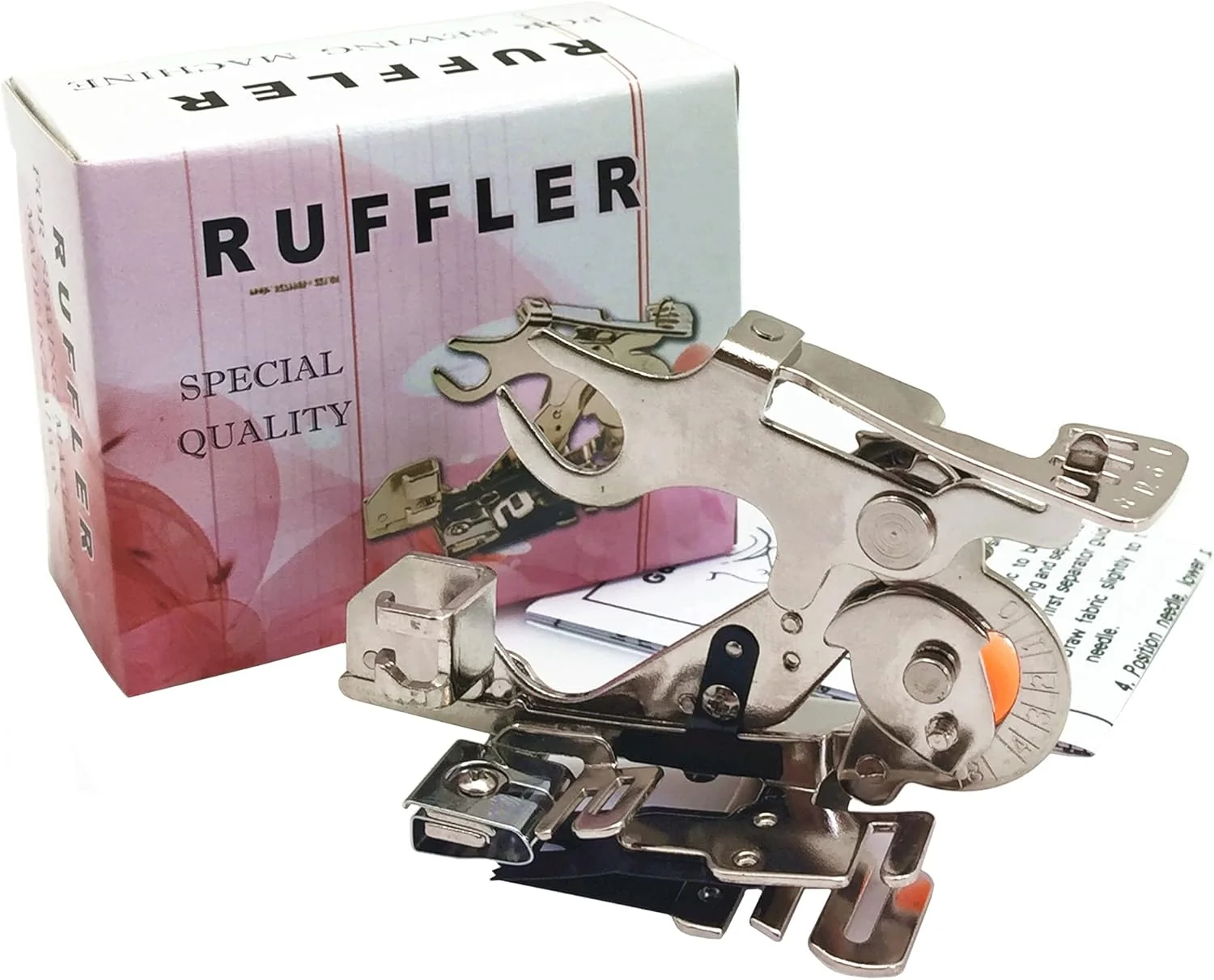 پایه چین‌دار چرخ خیاطی YEQIN (#55705) مناسب برای چرخ خیاطی های پایه کوتاه سینگر، برادر، جوکی (جعبه صورتی)