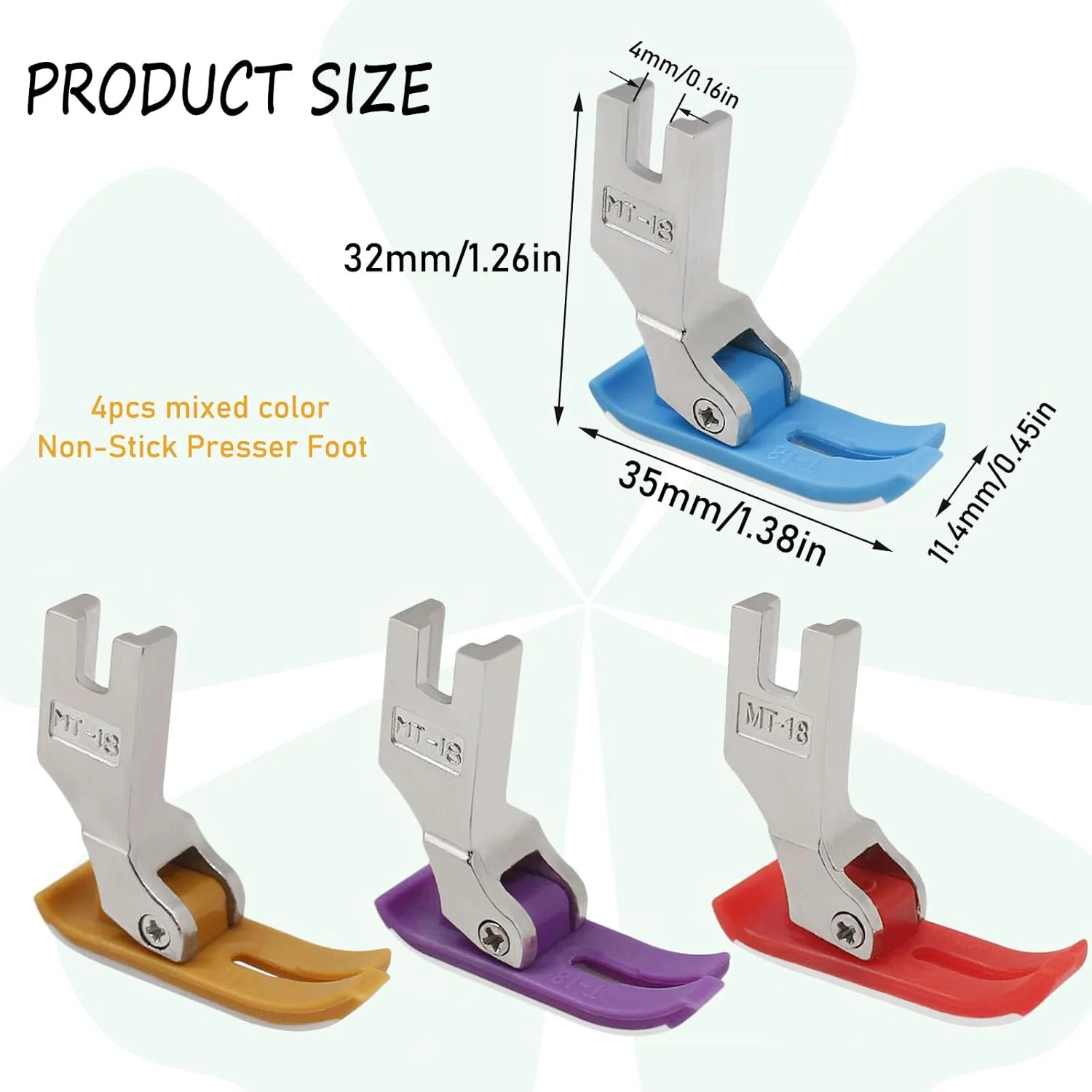 پایه دوخت صاف چرخ خیاطی نچسب YEQIN، بسته 4 عددی، مناسب برای چرخ خیاطی های صنعتی و خانگی Brother، Juki و Singer