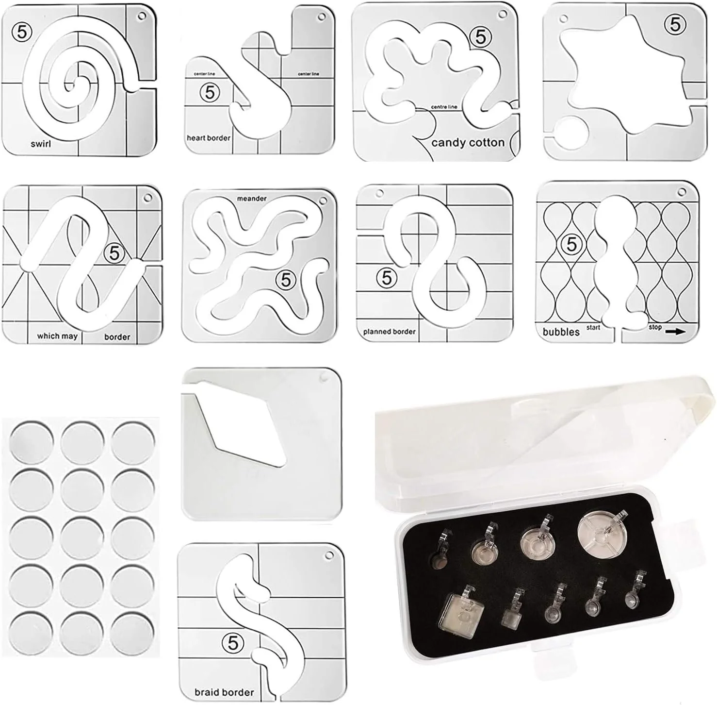 YICBOR بسته 10 عددی شابلون لحاف دوزی حرکت آزاد سری 5 + مجموعه پایه خط کش لحاف دوزی ساق کوتاه 9 عددی + 1 بسته گیره خط کش ضد لغزش، 30 عدد در بسته YICBOR بسته 10 عددی شابلون لحاف دوزی حرکت آزاد سری 5 + مجموعه پایه خط کش لحاف دوزی ساق کوتاه 9 عددی + 1 بسته گیره خط کش ضد لغزش، 30 عدد در بسته