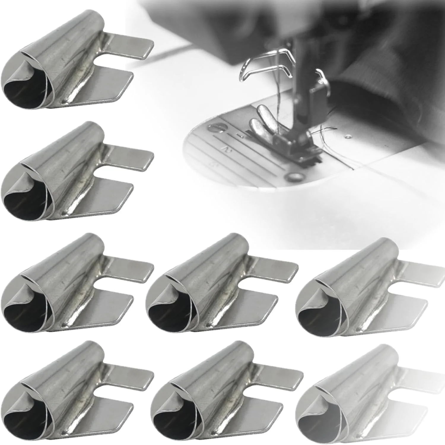 پایه لب تو (لبه گرد) چرخ خیاطی YICBOR، در اندازه‌های مختلف (3 تا 10 میلی‌متر) برای انتخاب شما (8 عدد)