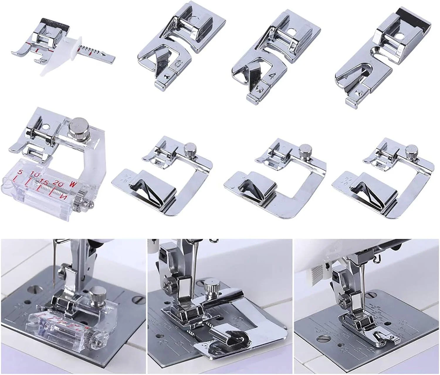 مجموعه ۸ عددی پایه های چرخ خیاطی YICBOR، سازگار با سینگر، برادر، ژانومه و غیره (ساق کوتاه)