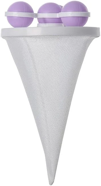 کیسه توری شناور بنفش جمع آوری مو و پرز ماشین لباسشویی، کیسه توری تمیز کننده فیلتر مو، قابل استفاده مجدد، لوازم جانبی و قطعات ماشین لباسشویی، بنفش