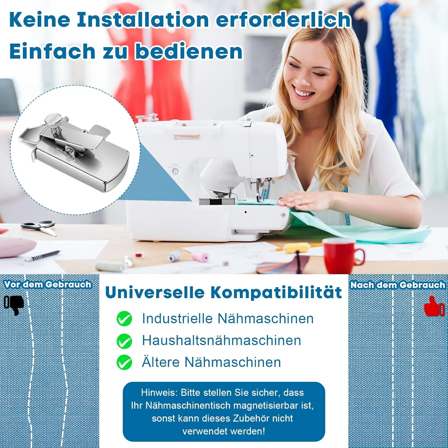 راهنمای درز مغناطیسی یوتوکو، بسته 14 عددی ابزار راهنمایی چرخ خیاطی، راهنمای درز مغناطیسی چند منظوره، لوازم جانبی خیاطی مغناطیسی برای چرخ خیاطی، راهنمای خیاطی جهانی برای چرخ خیاطی