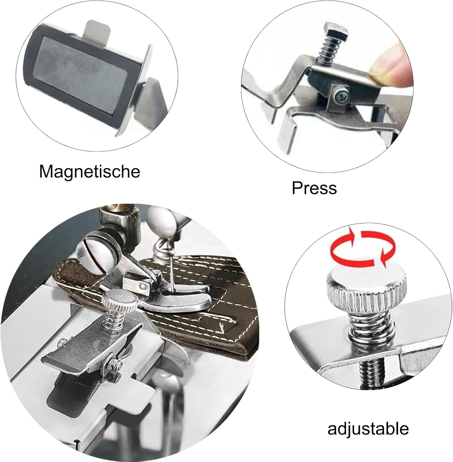 راهنمای درز مغناطیسی برای چرخ خیاطی، راهنمای مغناطیسی چند منظوره ضد فر خوردگی، راهنمای درز جهانی مغناطیسی، راهنمای لبه، ابزار فاصله گذاری دوخت، شکافنده درز، لوازم جانبی خیاطی جهانی