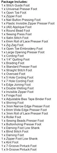 ست ۴۲ عددی پایه های چرخ خیاطی فولادی وارداتی مناسب برای چرخ خیاطی های خانگی برادر، سینگر، اوشا و ژانومه