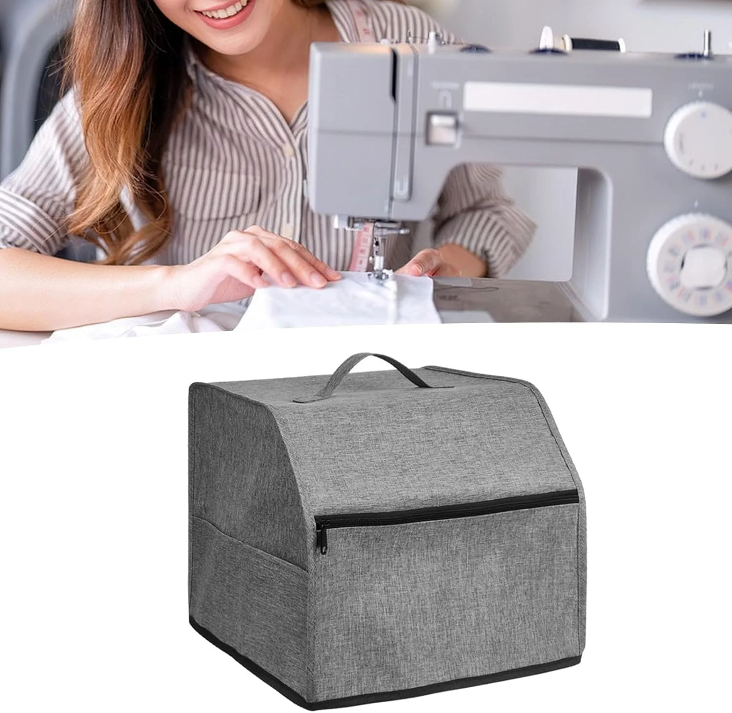 روکش گرد و غبار چرخ خیاطی Zerodis، روکش نگهداری دستگاه سردوز پارچه آکسفورد، کیف حمل چرخ خیاطی با جیب جانبی لوازم خیاطی