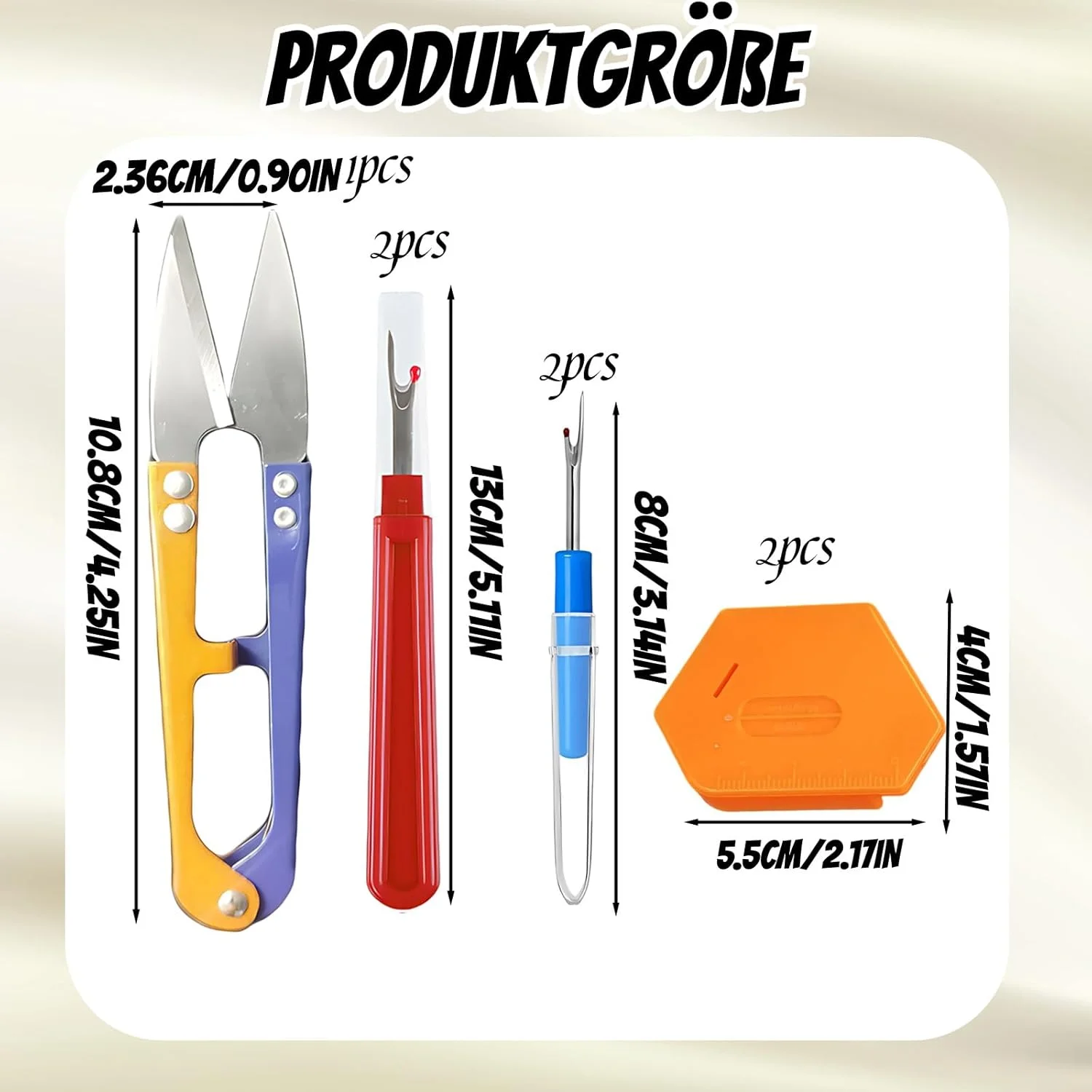 ست لوازم جانبی خیاطی 7 تکه شامل شکافنده درز و جداکننده نخ، طراحی رنگی، مناسب برای خیاطی و پروژه‌های DIY