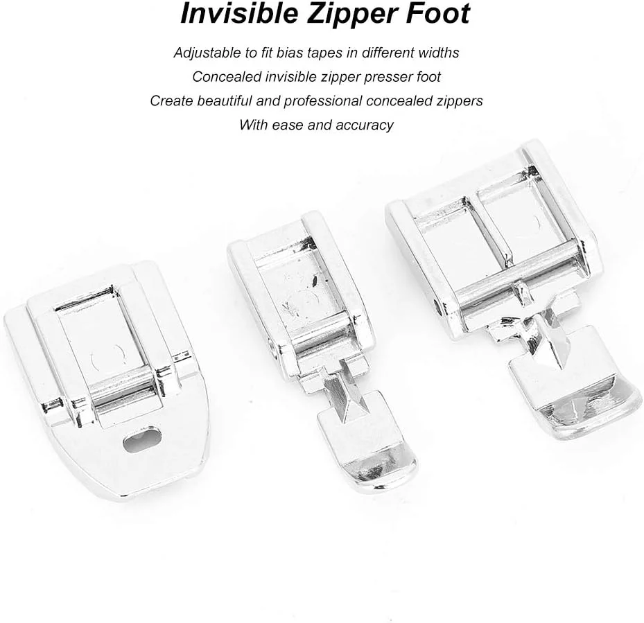 ۳ عدد پایه زیپ دوزی چرخ خیاطی خانگی استیل ضد زنگ برای پروژه های خیاطی ۳ عدد پایه زیپ دوزی چرخ خیاطی خانگی استیل ضد زنگ برای پروژه های خیاطی