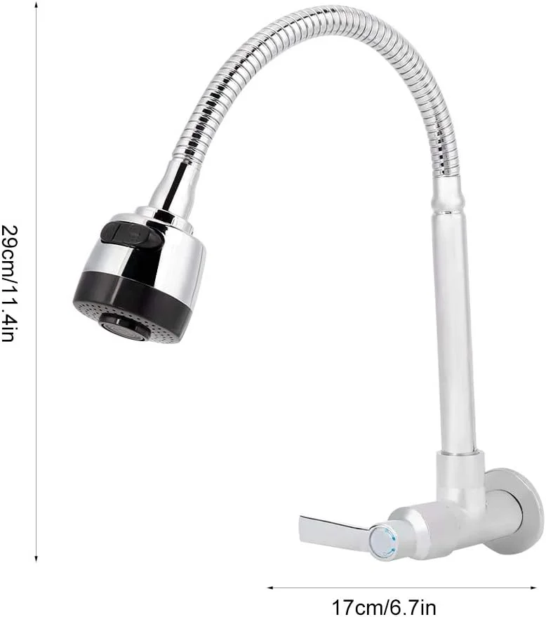شیر آب دیواری چرخشی 360 درجه، شیر آشپزخانه G1/2 اینچ برای آشپزخانه خانگی و روشویی حمام شیر آب دیواری چرخشی 360 درجه، شیر آشپزخانه G1/2 اینچ برای آشپزخانه خانگی و روشویی حمام