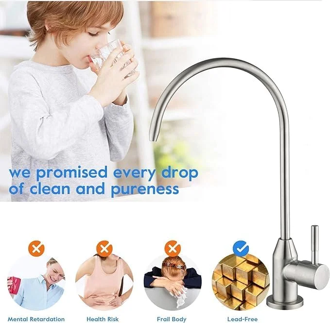 شیر آب تصفیه کننده آب آشامیدنی JOEBO، شیر آب فیلتراسیون آب آشپزخانه از جنس استنلس استیل برای سیستم فیلتر آب زیر سینک، نیکل برس خورده (نقره ای) شیر آب تصفیه کننده آب آشامیدنی JOEBO، شیر آب فیلتراسیون آب آشپزخانه از جنس استنلس استیل برای سیستم فیلتر آب زیر سینک، نیکل برس خورده (نقره ای)