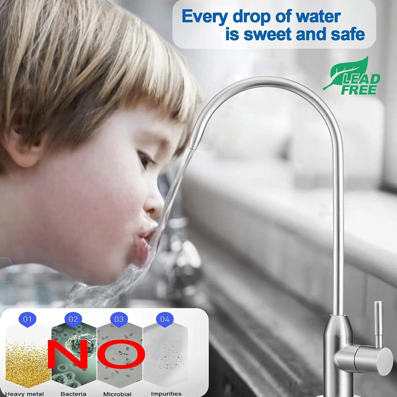 شیر آب تصفیه کننده آب آشامیدنی JOEBO، شیر آب فیلتراسیون آب آشپزخانه از جنس استنلس استیل برای سیستم فیلتر آب زیر سینک، نیکل برس خورده (نقره ای) شیر آب تصفیه کننده آب آشامیدنی JOEBO، شیر آب فیلتراسیون آب آشپزخانه از جنس استنلس استیل برای سیستم فیلتر آب زیر سینک، نیکل برس خورده (نقره ای)