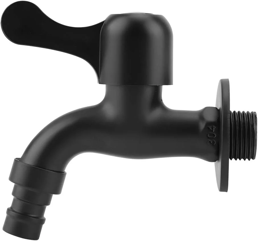 شیرآلات حمام، شیر دیواری مشکی، شیر آب سریع بازشو استیل 304 برای باغ و فضای باز حمام (#1)