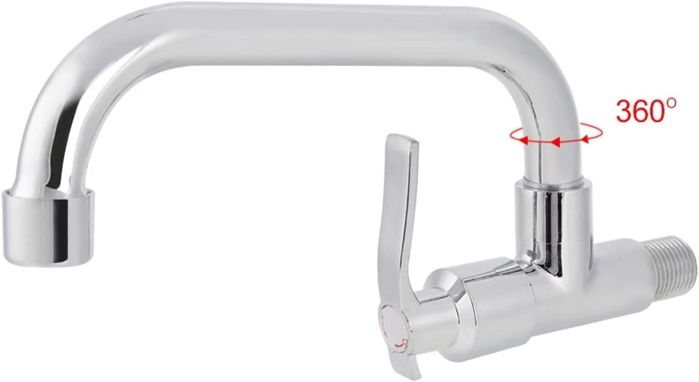 شیر آشپزخانه فوق العاده، شیر سینک آشپزخانه دیواری G1/2 اینچی تک آب سرد بدنه برنجی و لوله استیل (LQ-3093 20cm)