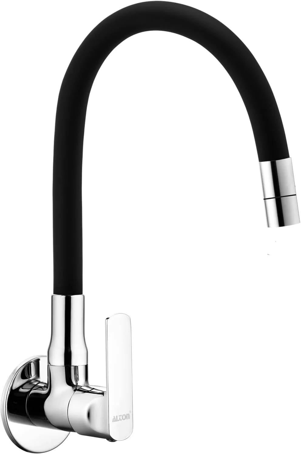 شیر سینک برنجی آلتون مدل FAM3366 با خروجی چرخان انعطاف پذیر، روکش مشکی و کروم