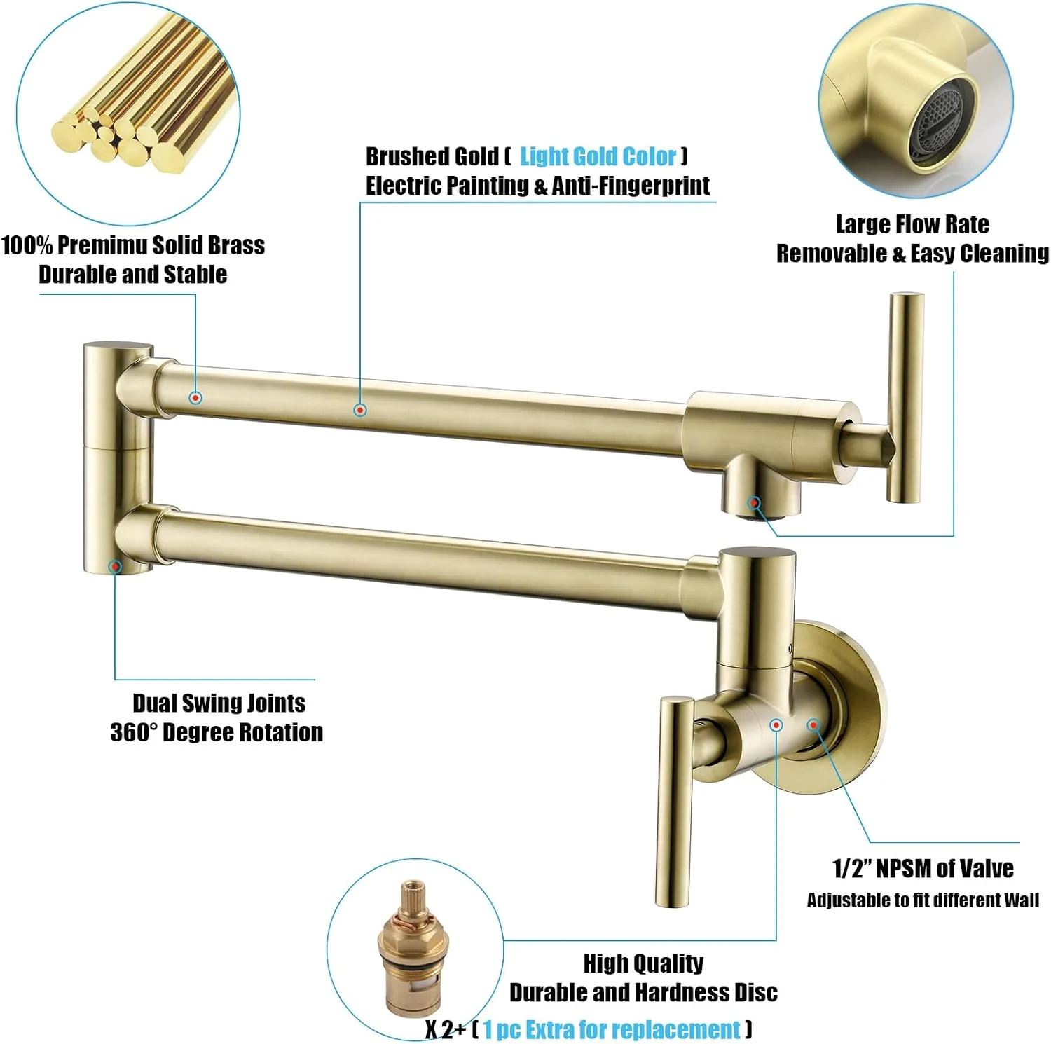 شیر پرکن قابلمه طلایی هاوین، شیر پرکن قابلمه تجاری دیواری، شیر تاشو آشپزخانه از جنس مس برنجی، شیر قهوه ساز با بازوهای چرخشی دوتایی کشویی، مدل A، طلایی برس خورده شیر پرکن قابلمه طلایی هاوین، شیر پرکن قابلمه تجاری دیواری، شیر تاشو آشپزخانه از جنس مس برنجی، شیر قهوه ساز با بازوهای چرخشی دوتایی کشویی، مدل A، طلایی برس خورده