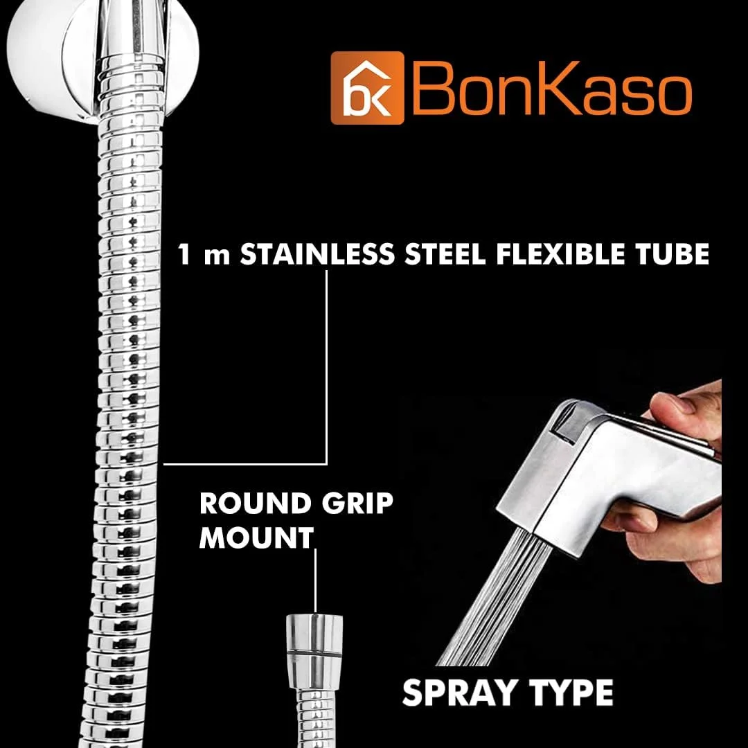 شیر بهداشتی بیده پلاستیکی ABS بونکاسو مدل HF-1014 با قابلیت چرخش 360 درجه و شلنگ استیل انعطاف پذیر 1 متری برای توالت، روکش کروم - جت اسپری برای توالت (بسته 1 عددی) شیر بهداشتی بیده پلاستیکی ABS بونکاسو مدل HF-1014 با قابلیت چرخش 360 درجه و شلنگ استیل انعطاف پذیر 1 متری برای توالت، روکش کروم - جت اسپری برای توالت (بسته 1 عددی)