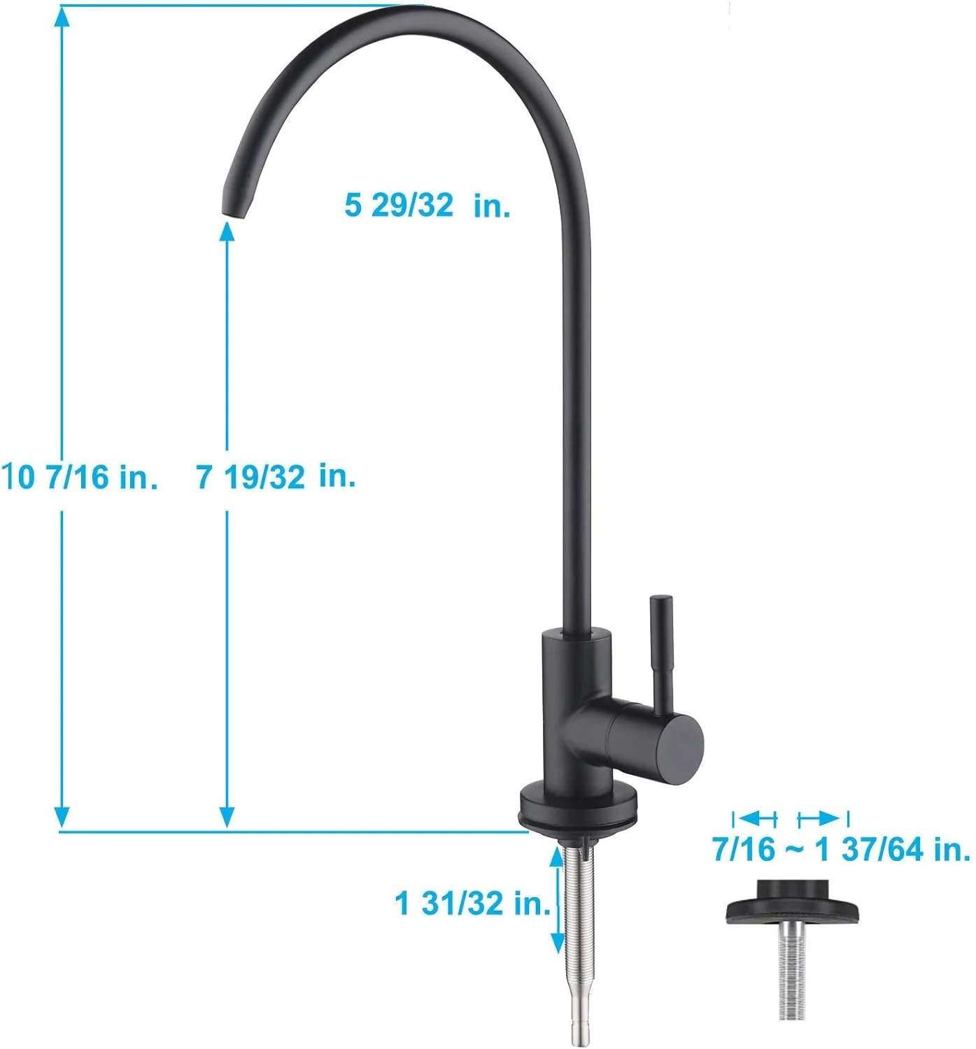 شیر آب آشامیدنی آپایکس، مشکی مات، شیر تصفیه آب آشپزخانه برای سیستم فیلتراسیون آب اسمز معکوس بدون شکاف هوا شیر آب آشامیدنی آپایکس، مشکی مات، شیر تصفیه آب آشپزخانه برای سیستم فیلتراسیون آب اسمز معکوس بدون شکاف هوا