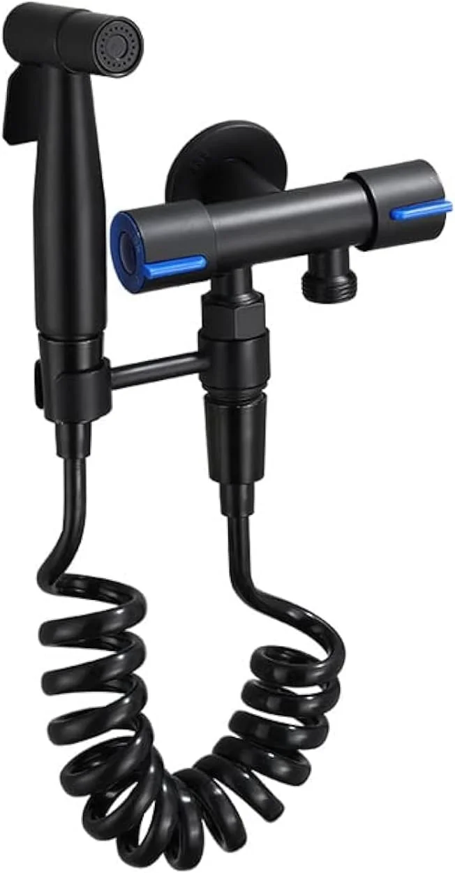 ست شیلنگ توالت بهداشتی Baokemo، فلاش تانک قابل حمل، دوش توالت، استیل ضد زنگ SUS304 مشکی/نقره ای برس خورده (مشکی A) ست شیلنگ توالت بهداشتی Baokemo، فلاش تانک قابل حمل، دوش توالت، استیل ضد زنگ SUS304 مشکی/نقره ای برس خورده (مشکی A)