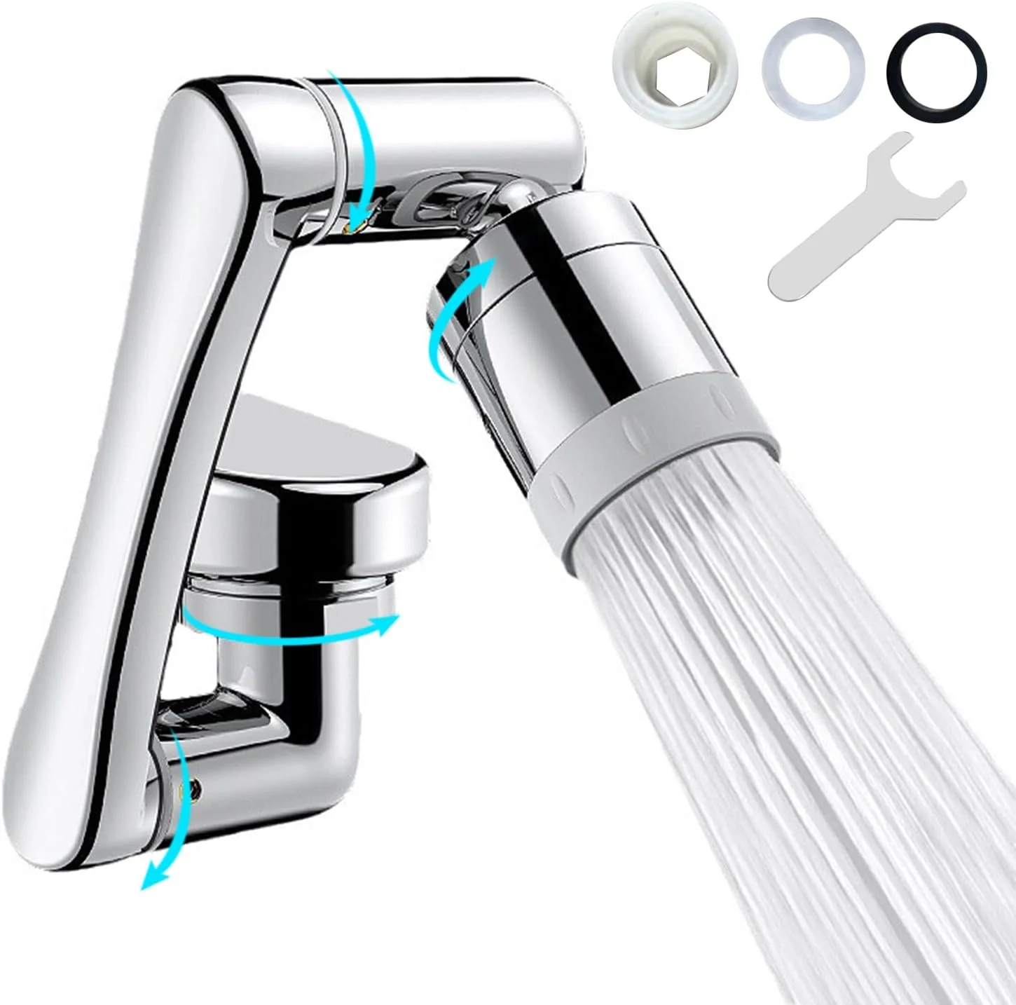 افزایش دهنده شیر آب ECVV با چرخش 1080 درجه، پخش کننده آب با 2 حالت چرخشی، بازوی رباتیک چرخان 360 درجه، فیلتر آب، اسپری پخش کننده آب برای آشپزخانه حمام