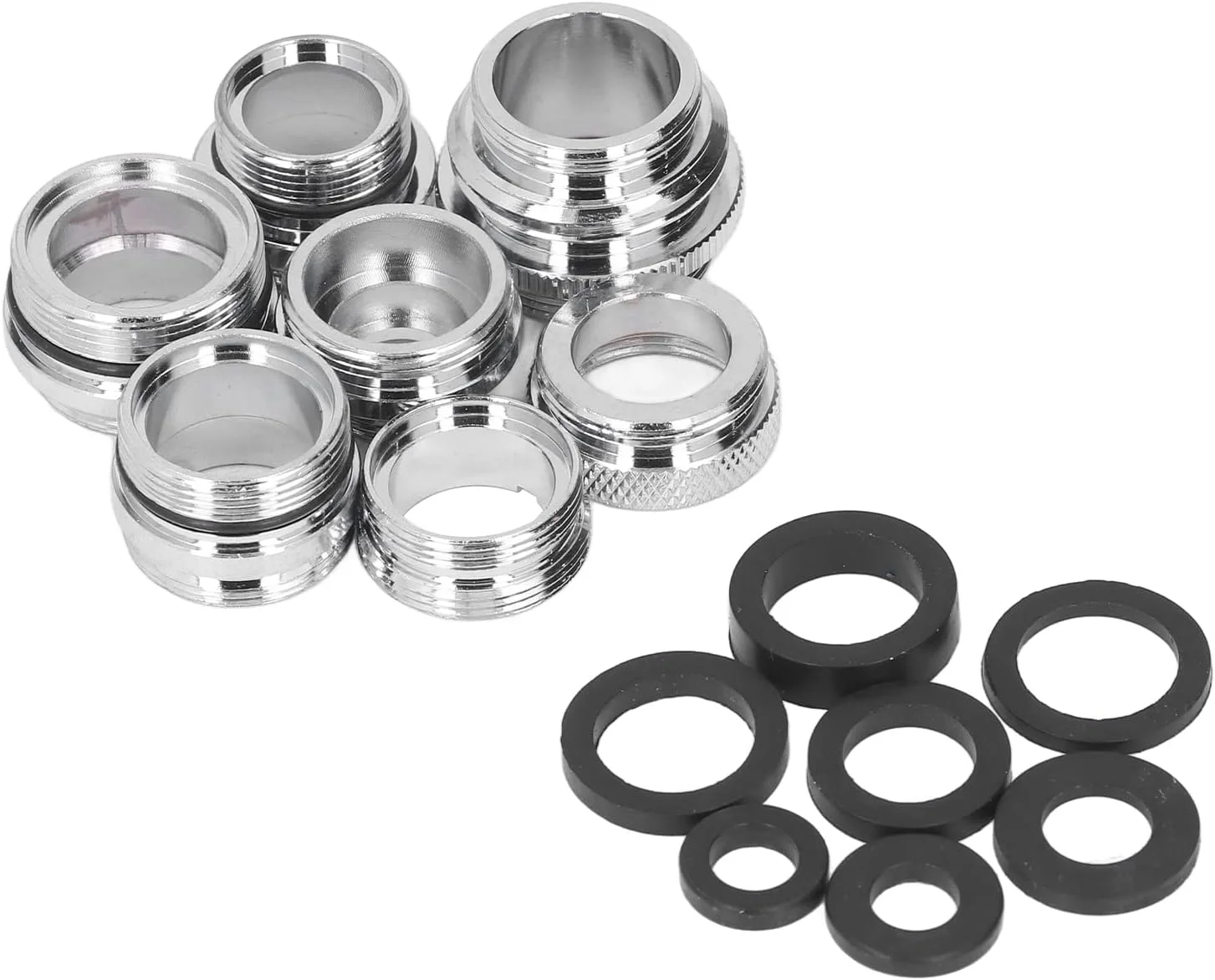 مجموعه آداپتور شیر آب Velaurs، ضد زنگ، آب بندی خوب، استحکام بالا، مجموعه کامل 7 عددی آداپتور برنجی با واشر، آداپتور فلزی شیر آب برای شلنگ باغ، فیلتر آب سینک آشپزخانه و حمام