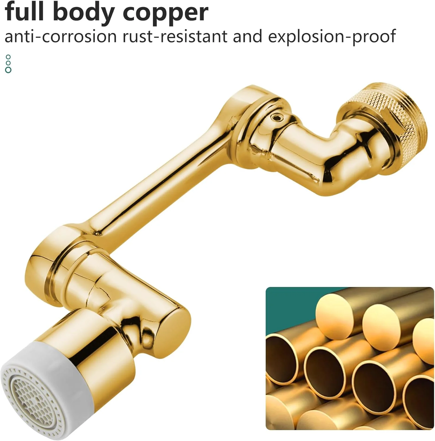 افزایش دهنده شیر آب یونیورسال Brimix با قابلیت چرخش 1080 درجه و دارای 2 حالت اسپری برای آشپزخانه و حمام، بازوی رباتیک برنجی