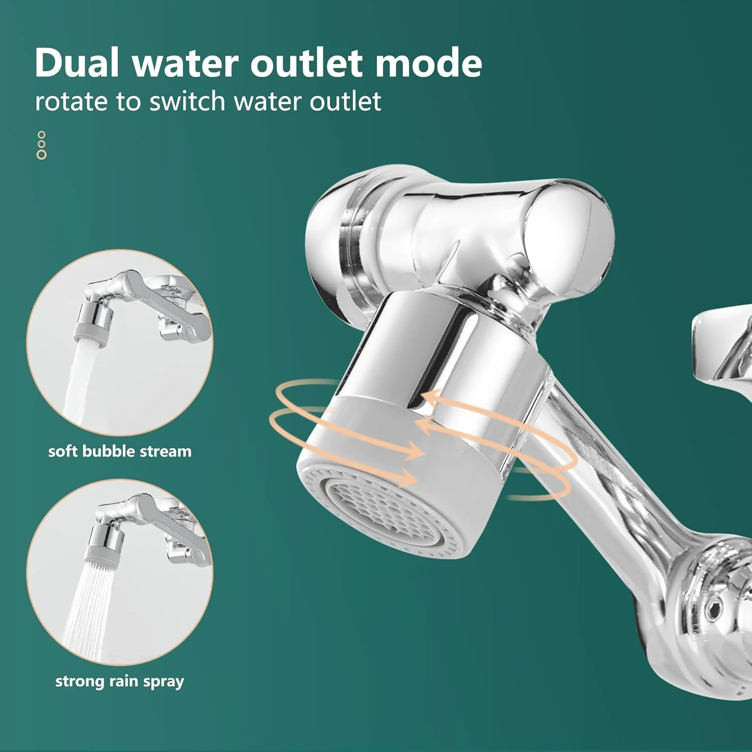 افزایش دهنده شیر آب یونیورسال Brimix با قابلیت چرخش 1080 درجه و دارای 2 حالت اسپری برای آشپزخانه و حمام، بازوی رباتیک برنجی