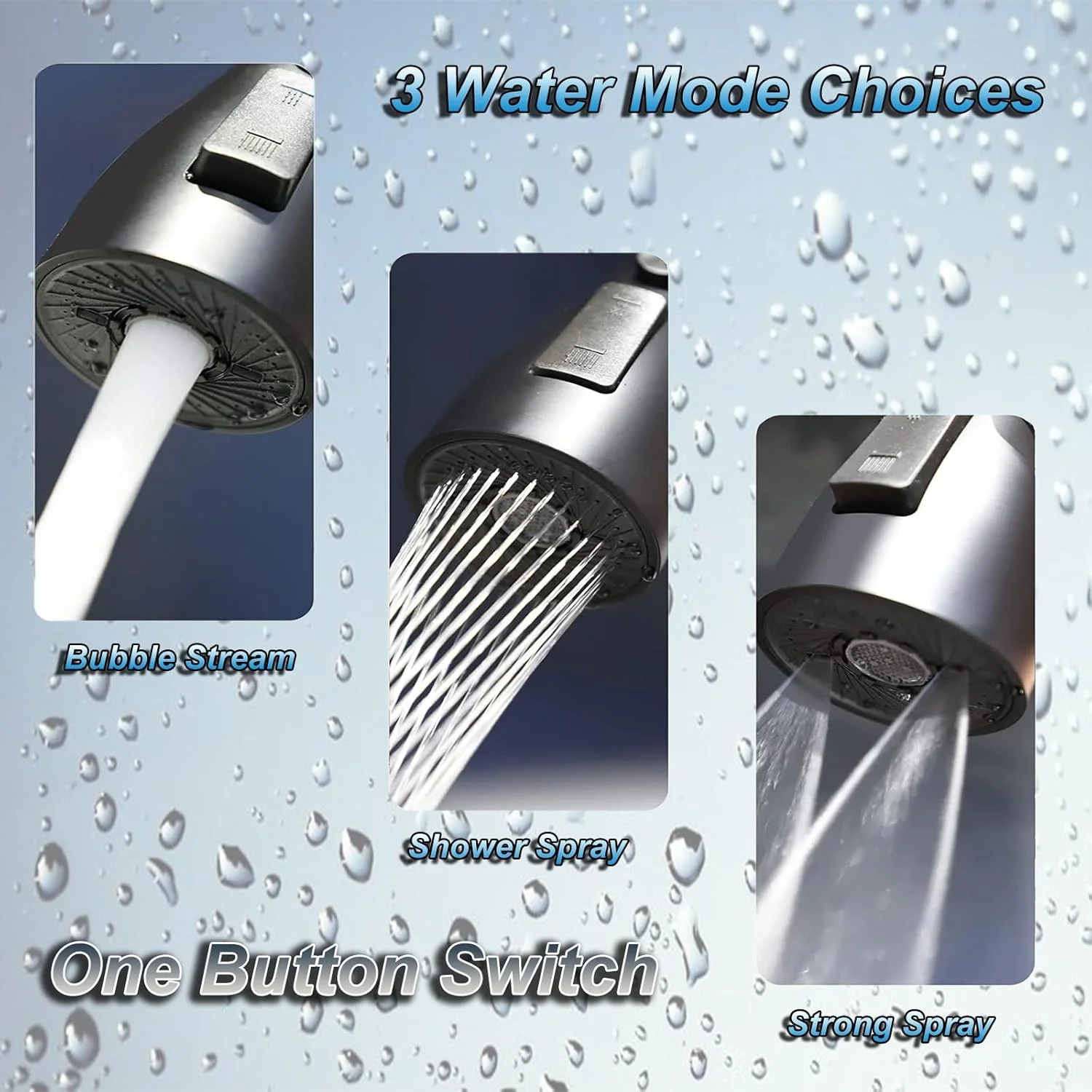 سَری شیر آب LUBEKAS، چرخش ۳۶۰ درجه با ۳ حالت، افزونه چند منظوره شیر آب، لوازم جانبی شیر آب صرفه جویی در آب برای آشپزخانه و حمام (مشکی)