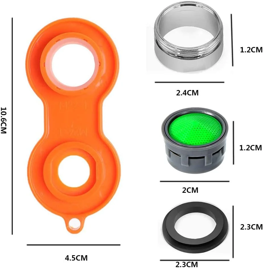 اورینگ 8 عددی قطعات تعویضی سردوش شیر آب - 24 میلی متر رزوه نری با واشر و آچار