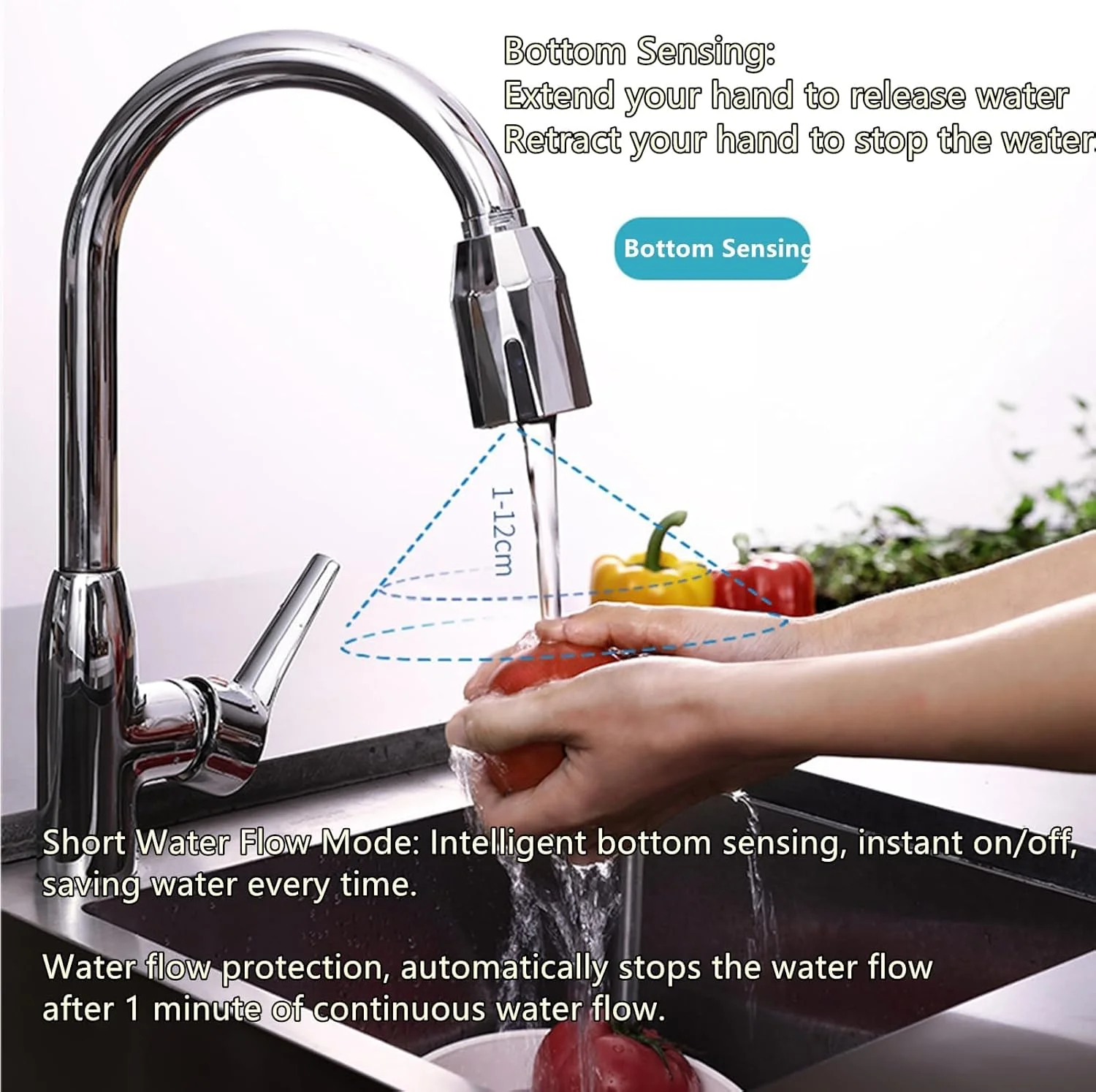 تبدیل کننده شیر آب بدون لمس 2 عددی، سنسور حرکتی اتوماتیک صرفه جویی در آب، شیر آشپزخانه و حمام بدون دست، اتصال با پخش کننده ضد پاشش، نصب آسان تبدیل کننده شیر آب بدون لمس 2 عددی، سنسور حرکتی اتوماتیک صرفه جویی در آب، شیر آشپزخانه و حمام بدون دست، اتصال با پخش کننده ضد پاشش، نصب آسان