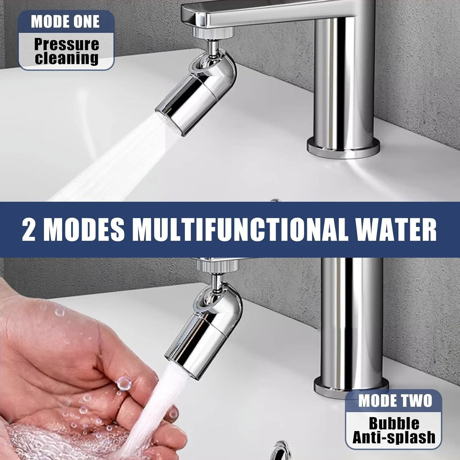 افزودنی شیر آب TERRIFI، چرخش 720 درجه، 2 حالت خروجی آب، افزاینده شیر آب برای آشپزخانه، رزوه مادگی 55/64 اینچ، کروم افزودنی شیر آب TERRIFI، چرخش 720 درجه، 2 حالت خروجی آب، افزاینده شیر آب برای آشپزخانه، رزوه مادگی 55/64 اینچ، کروم