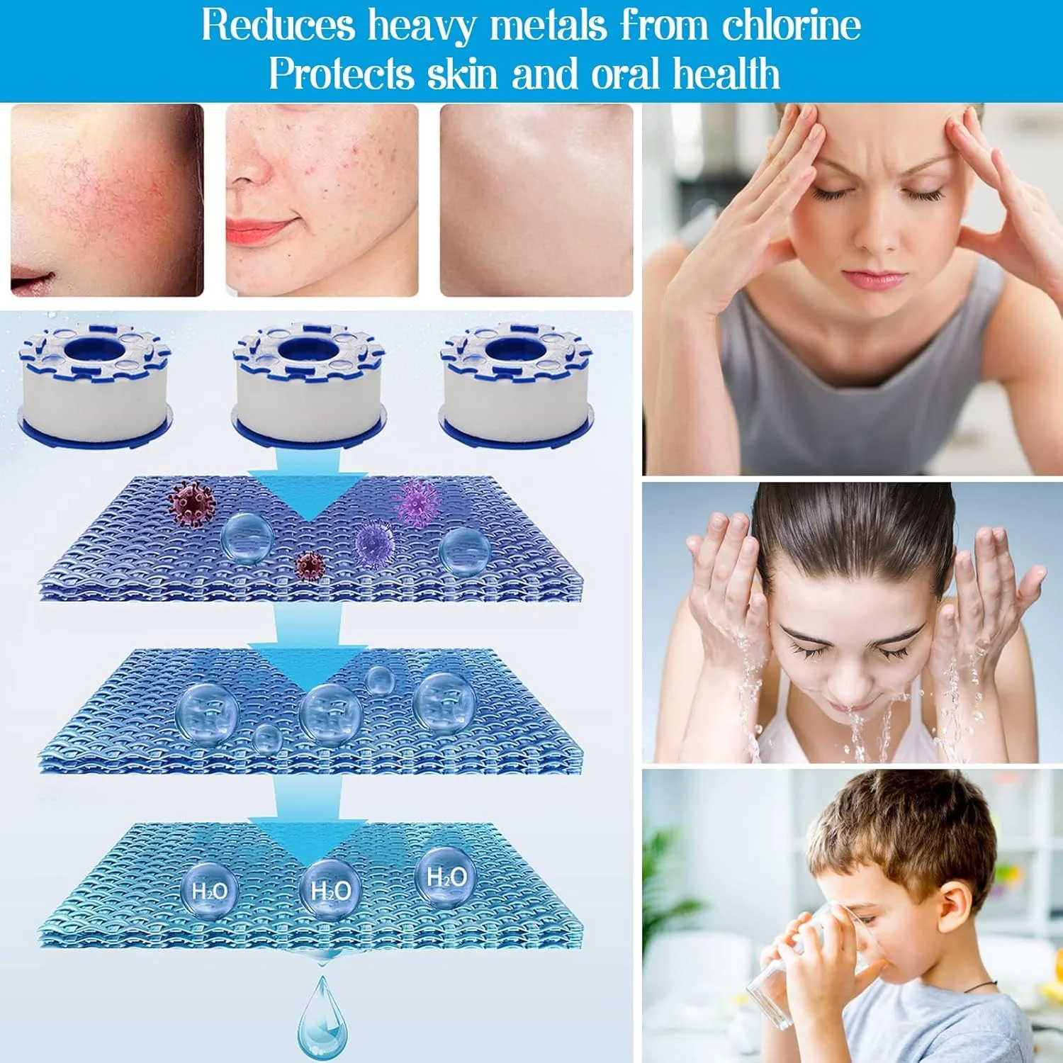 فیلترهای جایگزین کارتریج شیر آب Azonee، بسته 10 عددی فیلتر آب سینک برای شیر آشپزخانه و حمام، فیلتر پنبه ای PP برای شیرهای آشپزخانه و حمام