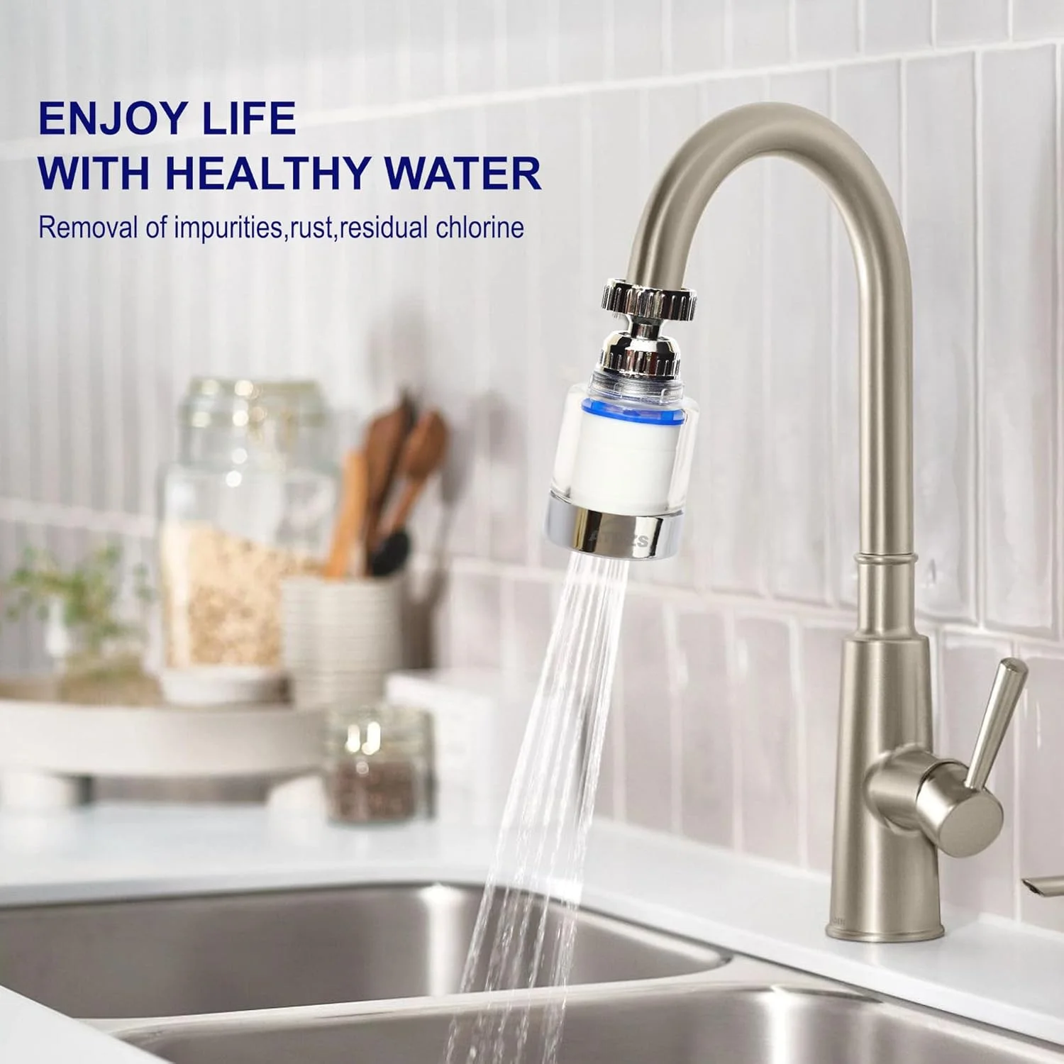 فیلتر آب شیر ظرفشویی، سیستم فیلتراسیون قوی، فیلتر شیر آب چرخشی 360 درجه، تصفیه کننده شیر آشپزخانه، شیر آب حذف کلر، فیلتر شیر آب با راندمان بالا، تصفیه کننده آب برای شیر آب خانه و حمام