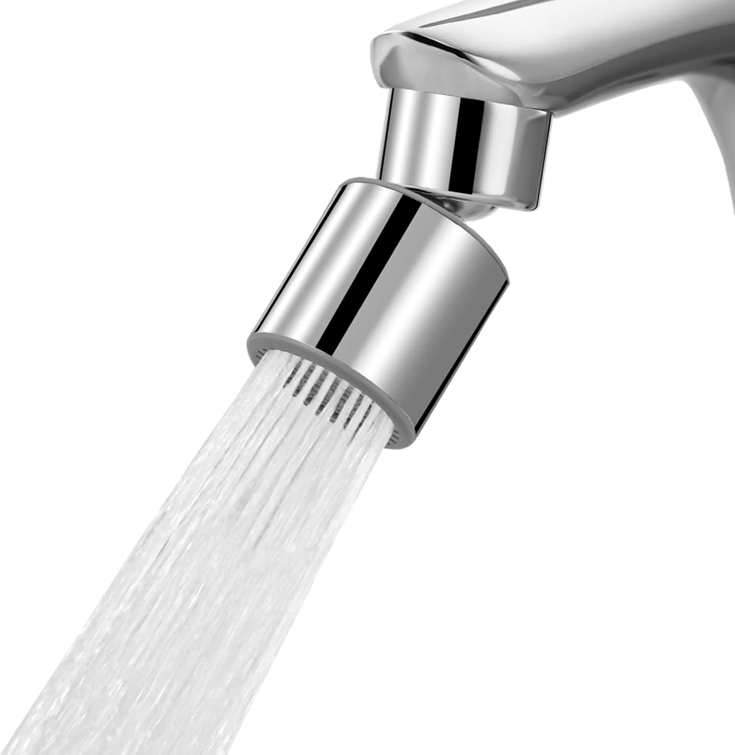 سردوش شیر آب هيبنت، چرخش 360 درجه، سر دوش شیر آب آشپزخانه دو حالته، اتصال سر دوش بزرگ زاویه دار، قطعه جایگزین شیر آب مادگی 55/64 اینچ - کروم